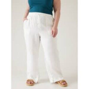 M&S Collection Women’s White Wide Straight Leg Linen Pants Size M